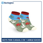 Burlington Boys’ Cotton Thin Casual Ankle Socks 3 pairs in 1 pack BBCG616