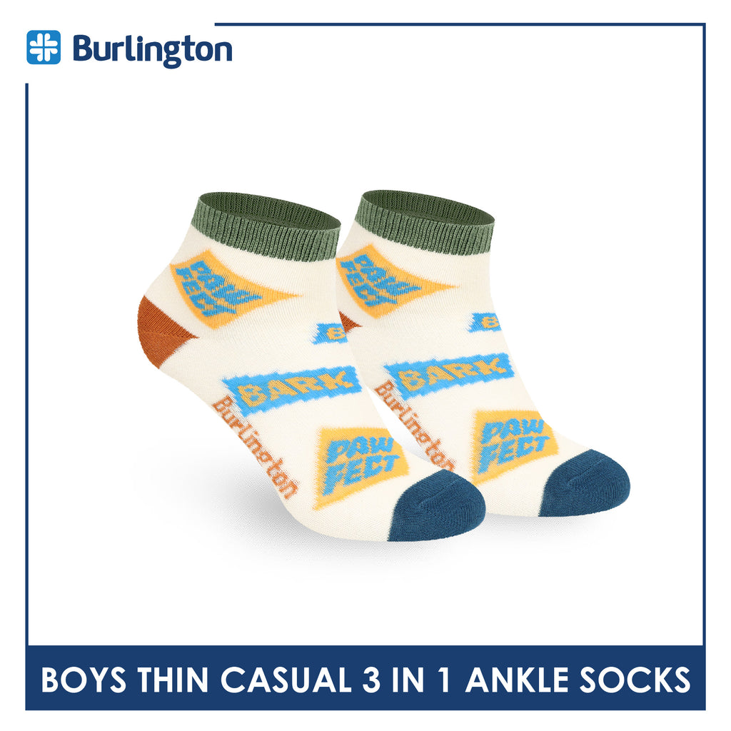 Burlington Boys’ Cotton Thin Casual Ankle Socks 3 pairs in 1 pack BBCG616