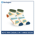 Burlington Boys’ Cotton Thin Casual Ankle Socks 3 pairs in 1 pack BBCG616