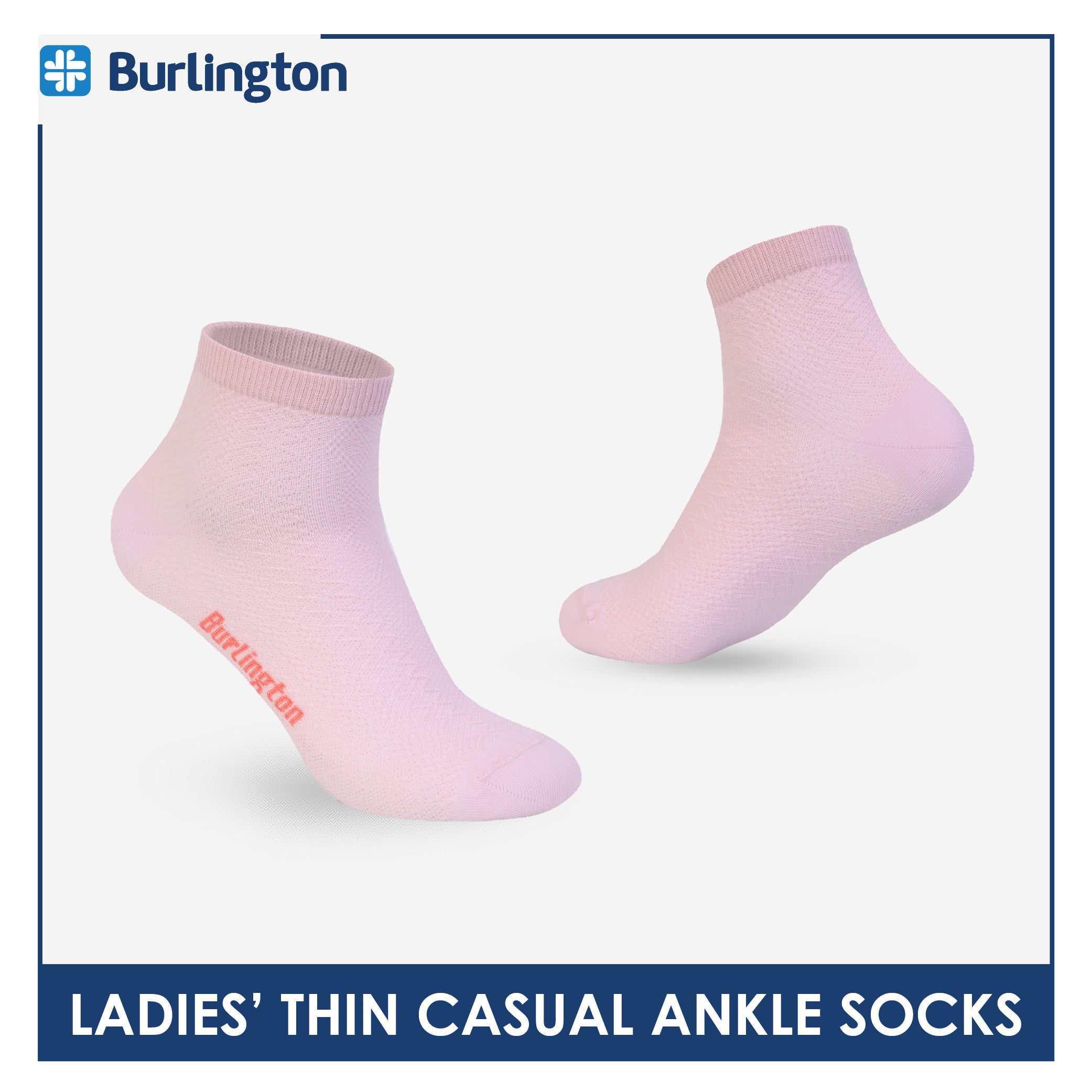 Burlington Ladies' Cotton Thin Casual Ankle Socks 3 pair in a pack BLCMG611