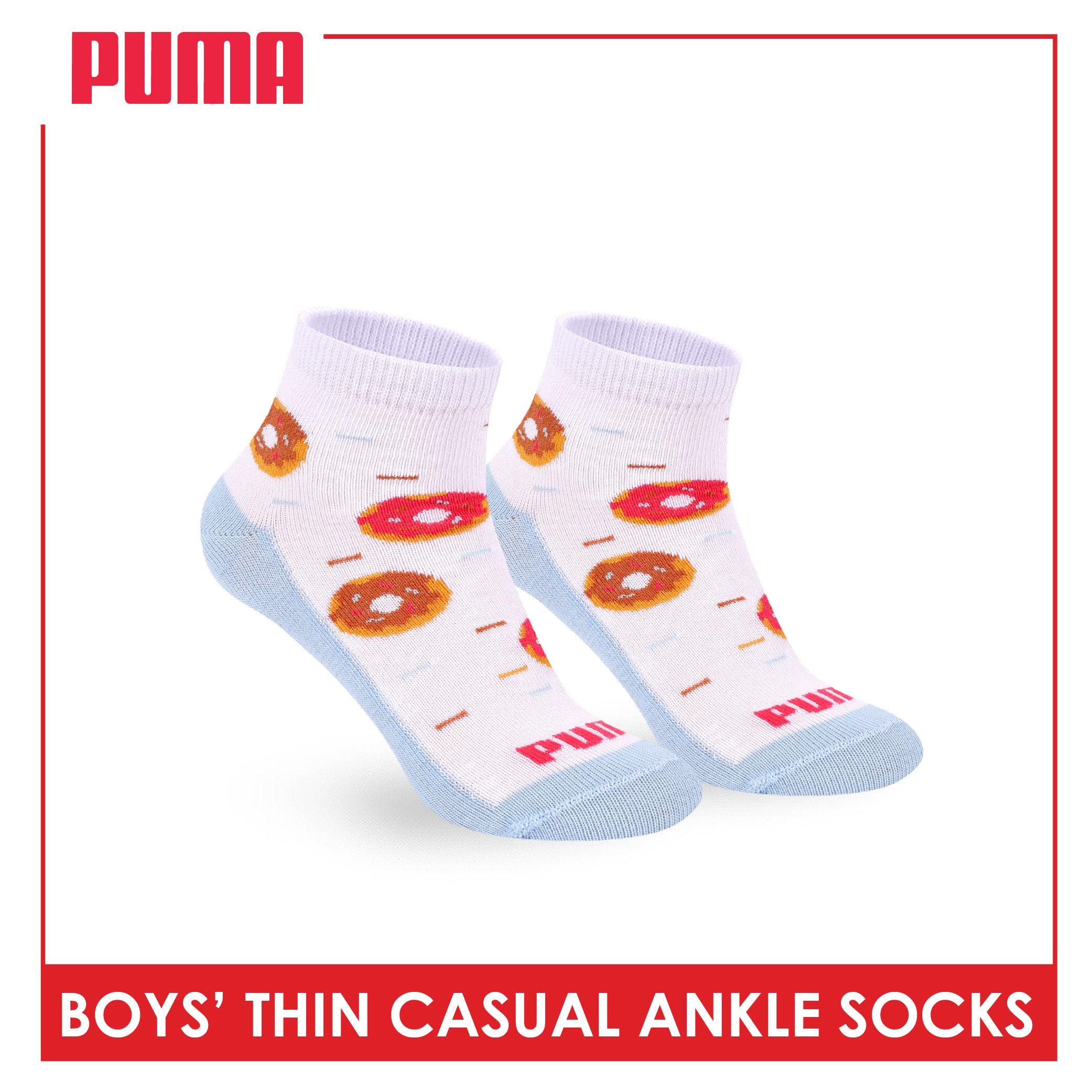Puma Boys' Gripper Anti Slip Thin Casual Ankle Socks 1 pair PBCR612