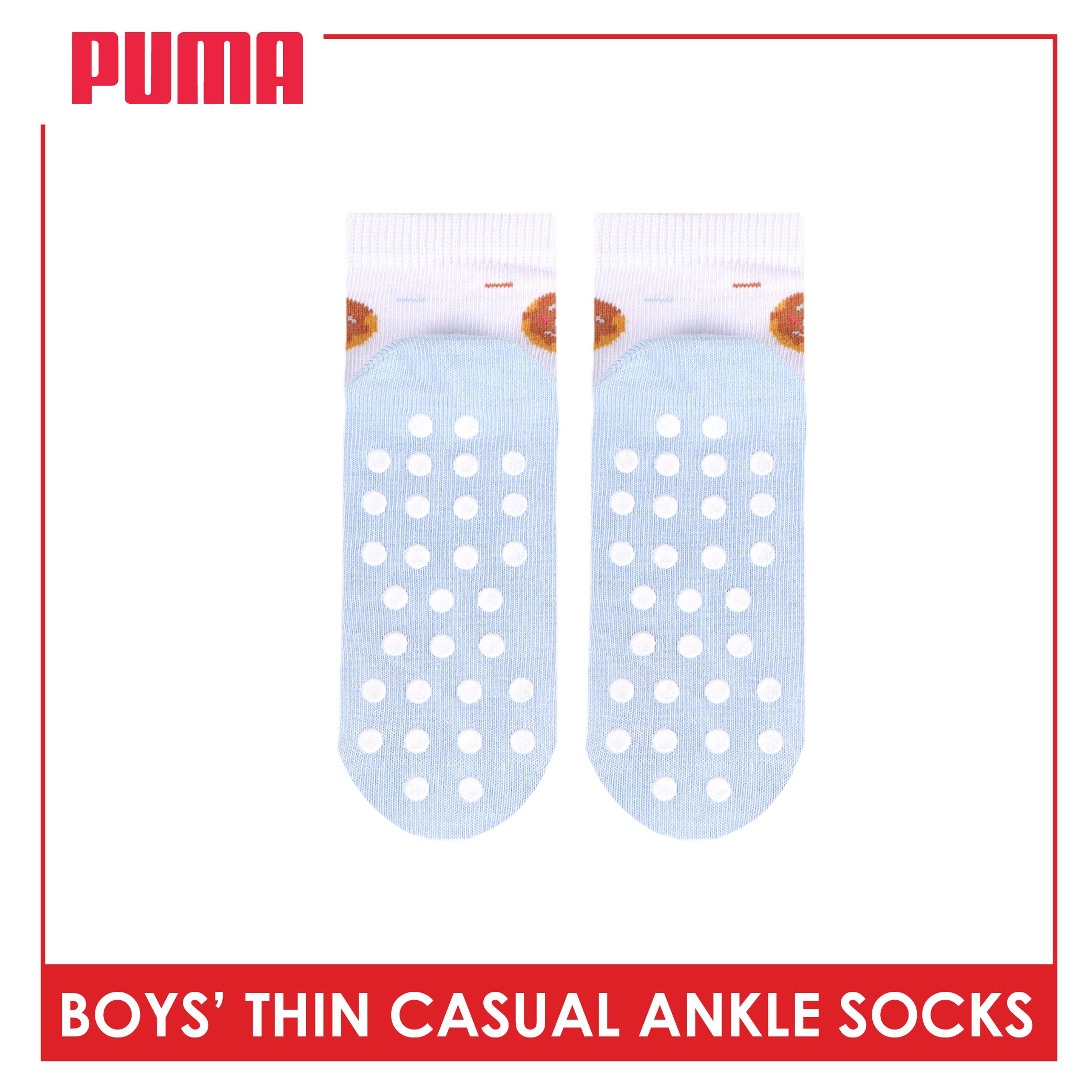 Puma Boys' Gripper Anti Slip Thin Casual Ankle Socks 1 pair PBCR612