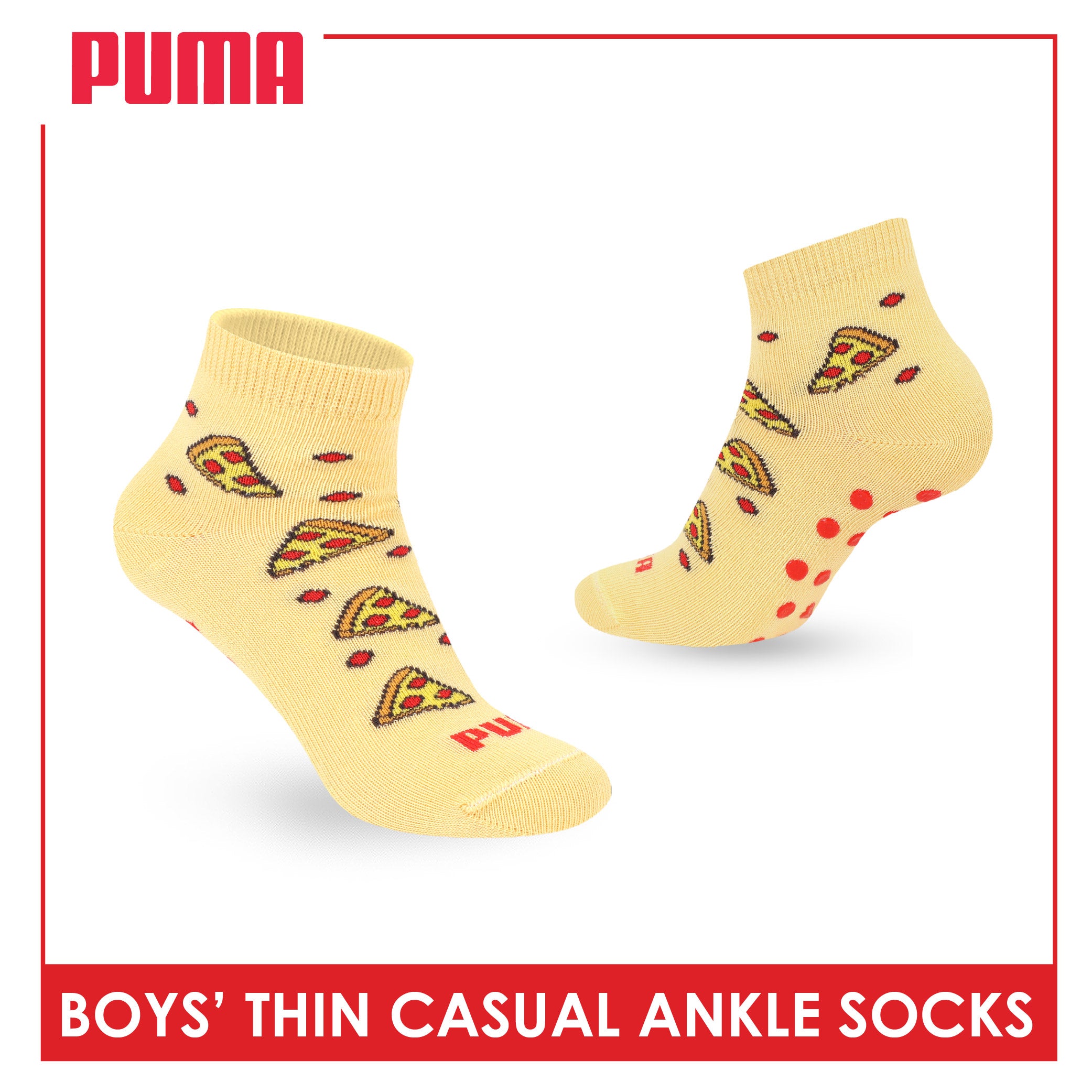 Puma Boys' Gripper Anti Slip Thin Casual Ankle Socks 1 pair PBCR612