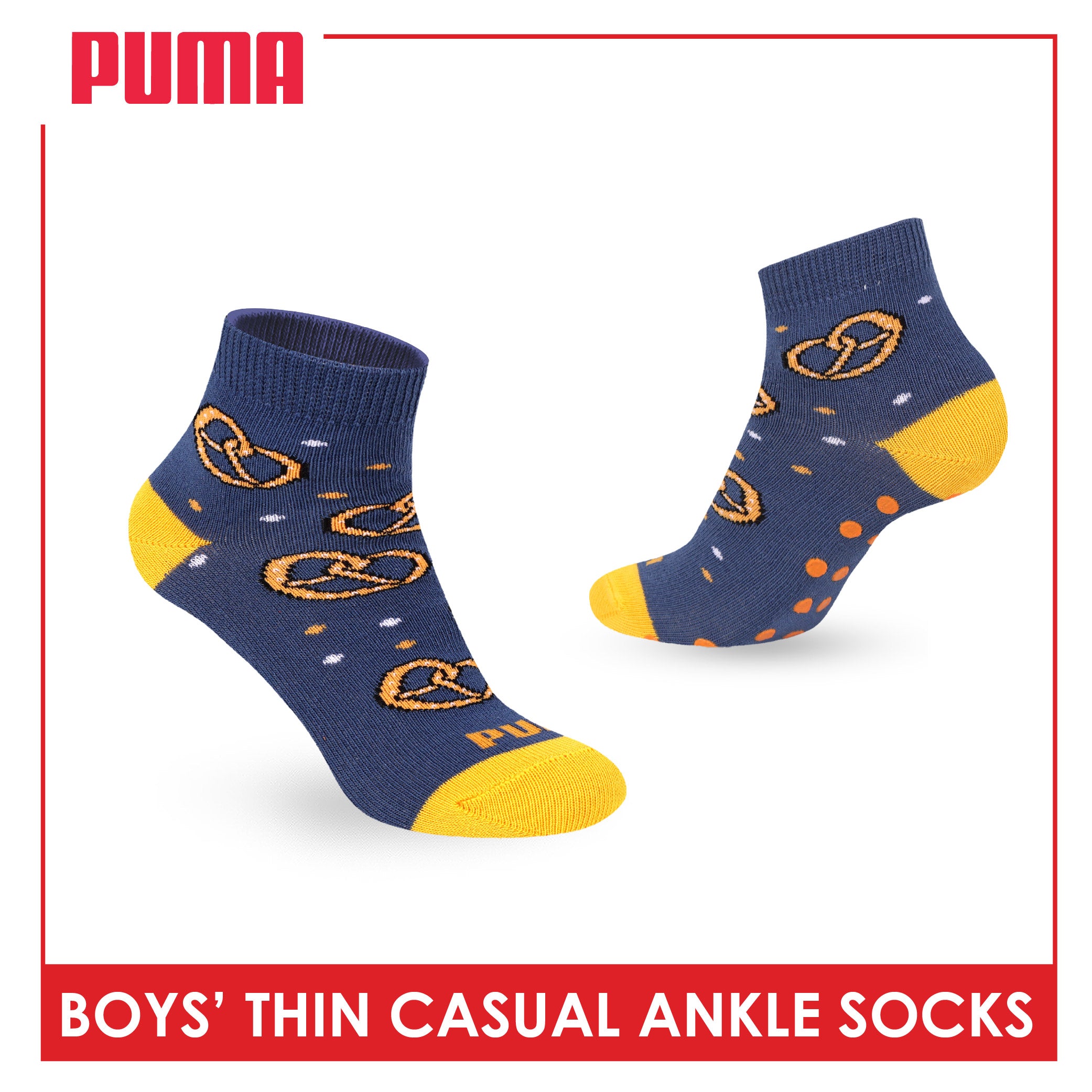 Puma Boys' Gripper Anti Slip Thin Casual Ankle Socks 1 pair PBCR612