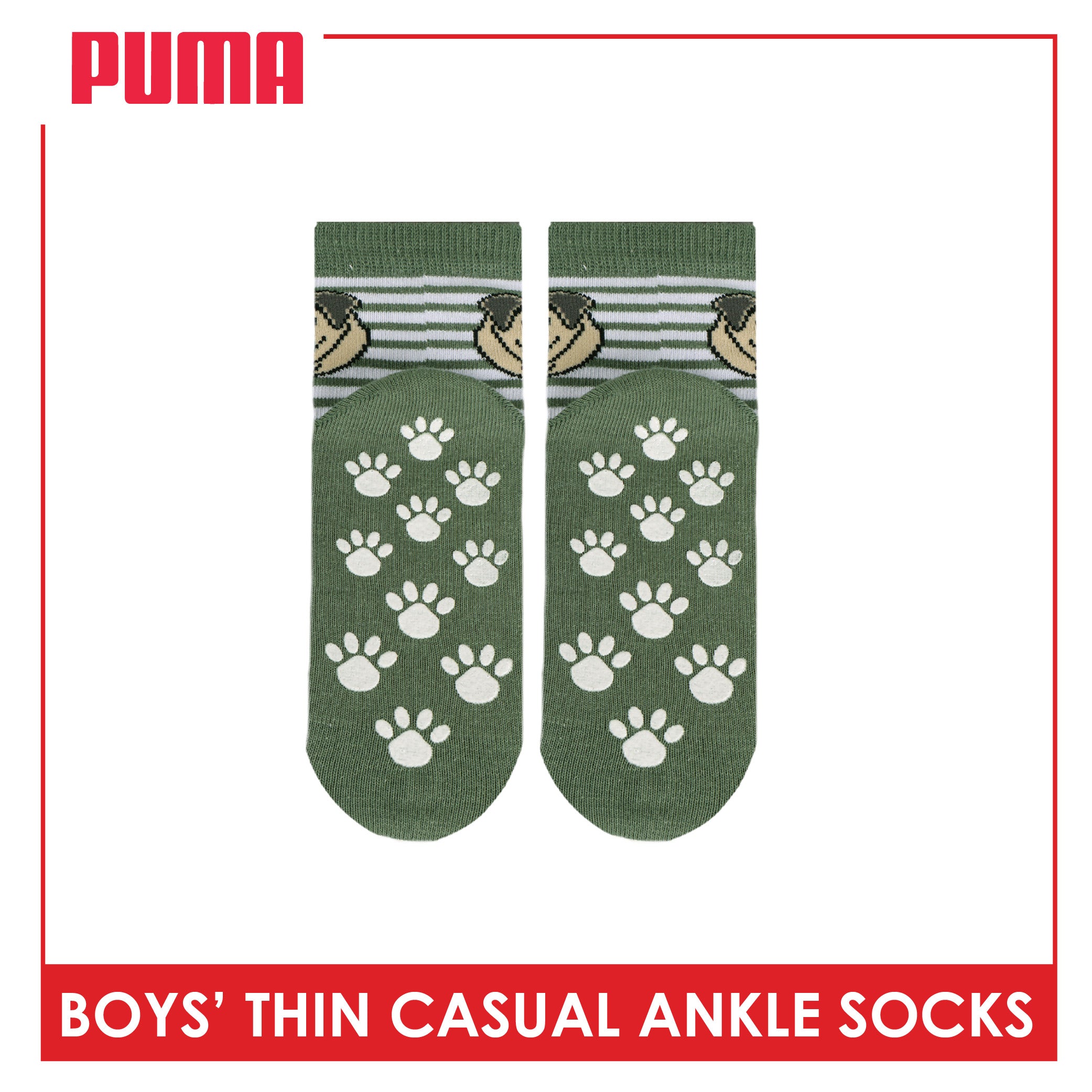 Puma Boys' Gripper Anti Slip Thin Casual Ankle Socks 1 pair PBCR613