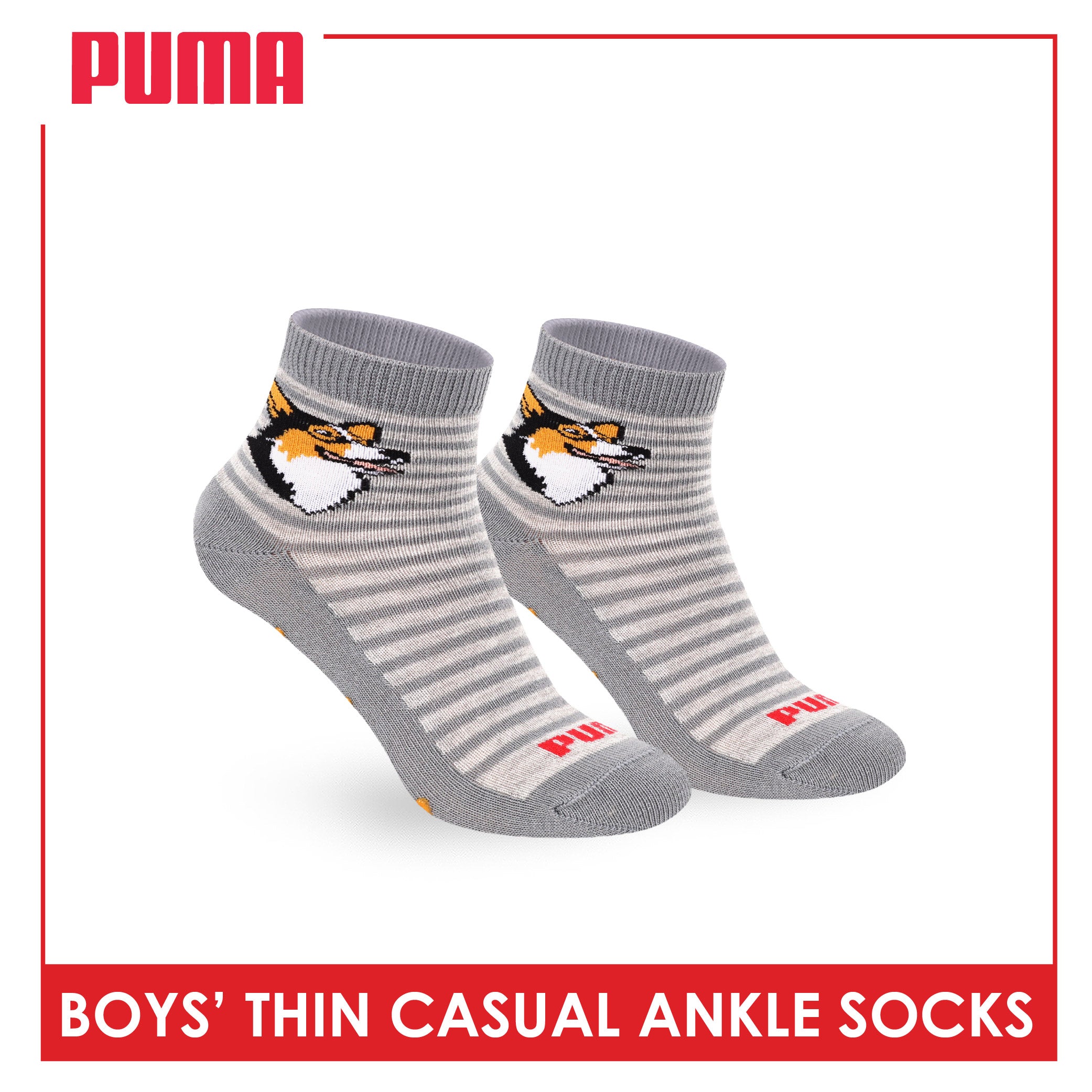 Puma Boys' Gripper Anti Slip Thin Casual Ankle Socks 1 pair PBCR613