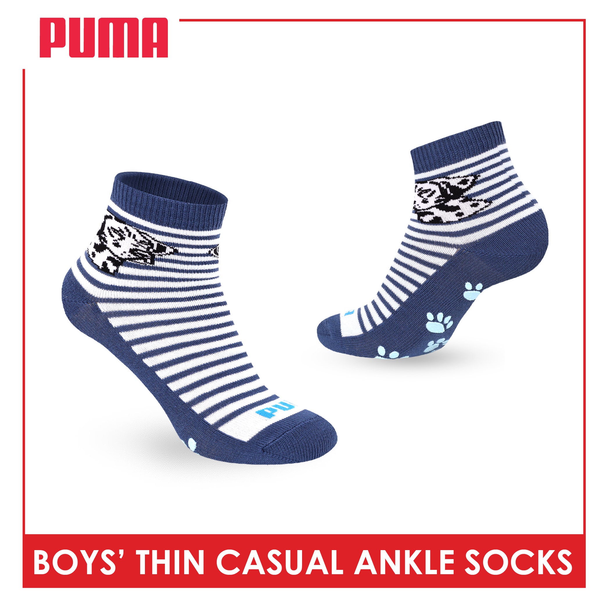 Puma Boys' Gripper Anti Slip Thin Casual Ankle Socks 1 pair PBCR613