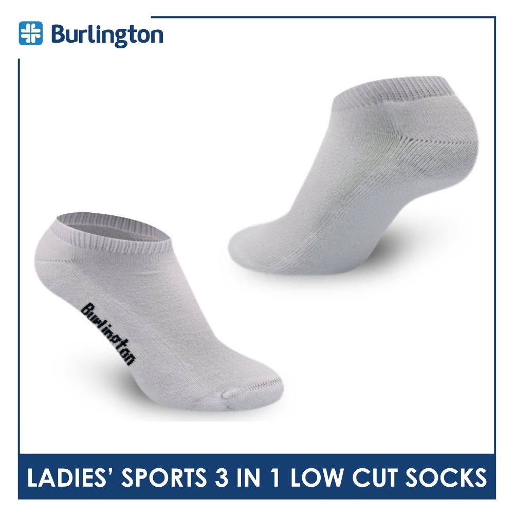Burlington Ladies' Cotton Lite Thick Sports Low Cut Socks 3 pairs in 1 pack BLL-220