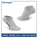Burlington Ladies' Cotton Lite Thick Sports Low Cut Socks 3 pairs in 1 pack BLL-220