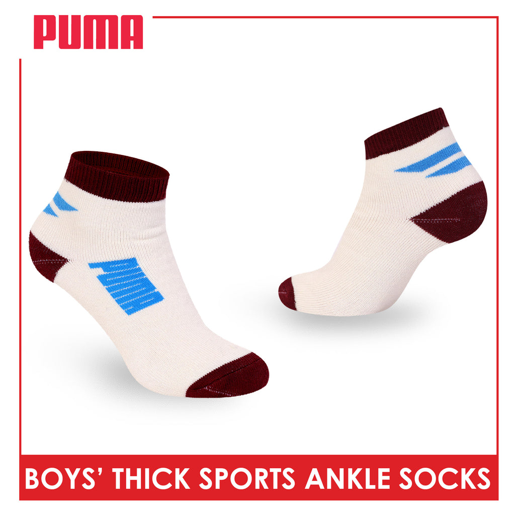 Puma Boys’ Cotton Thick Sports Ankle Socks 3 pairs in 1 pack PBSG611