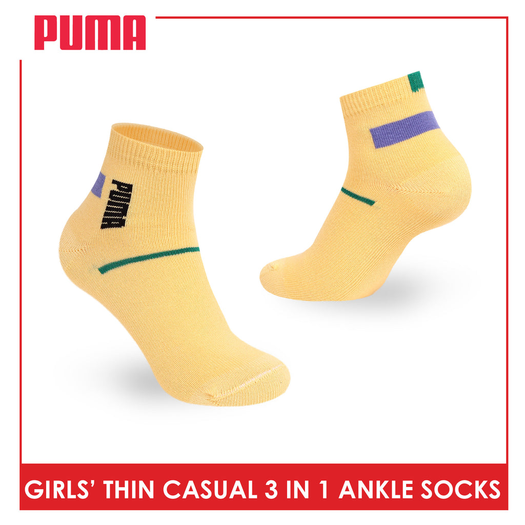 Puma Girl's Cotton Thin Casual Ankle Socks 3 pairs in 1 pack PGCG611