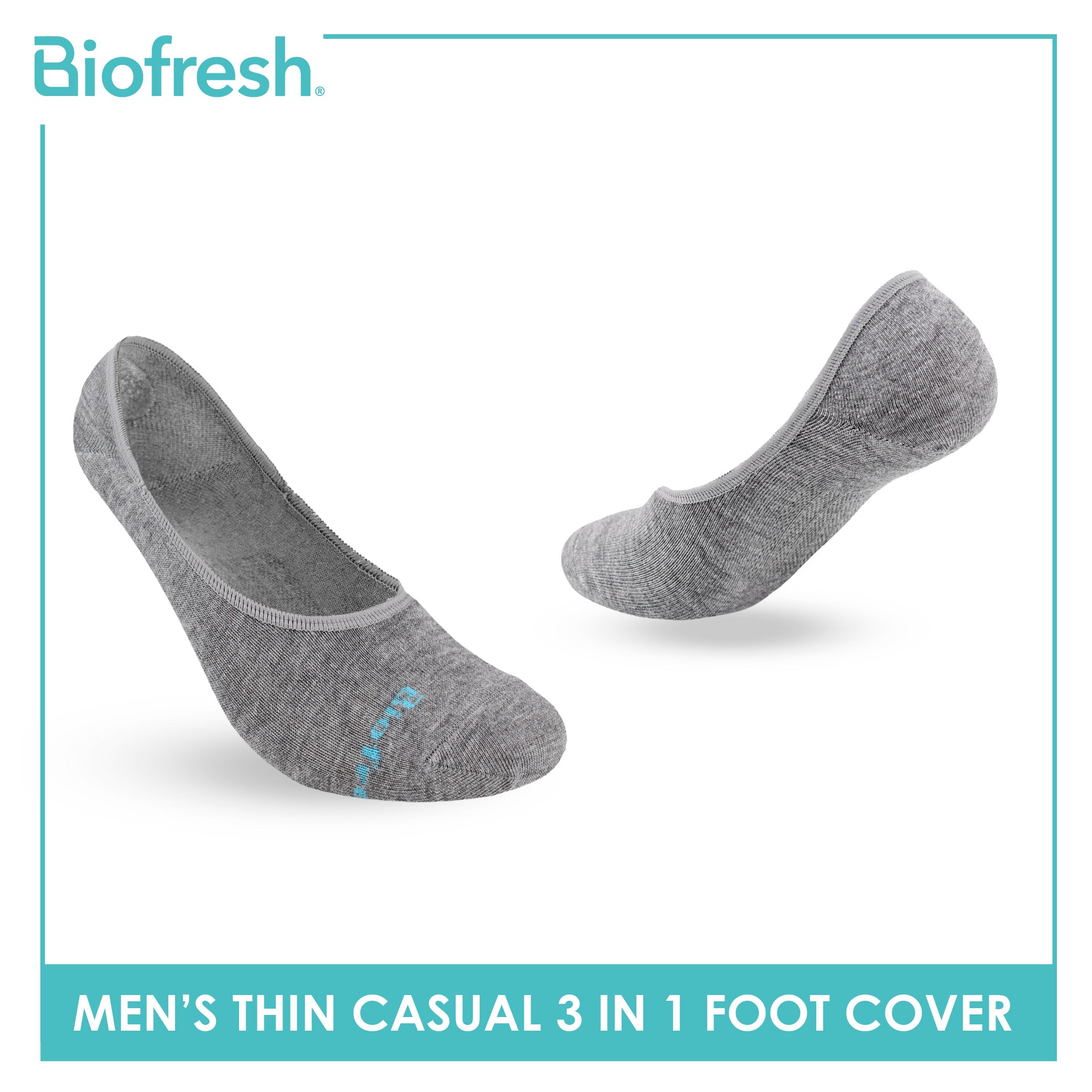 Biofresh Men’s Cotton Thin Casual Foot Cover With Heel Gel 3 pairs in a pack RMCFG5