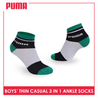 Puma Boys’ Cotton Thin Casual Ankle Socks 3 pairs in 1 pack PBCG611