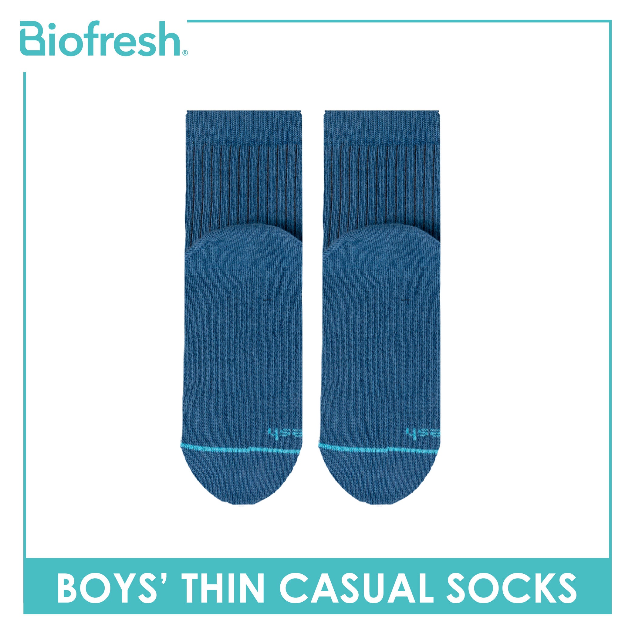 Biofresh Boys’ Antimicrobial Cotton Thin Casual Socks 1 pair in 1 pack RBC631