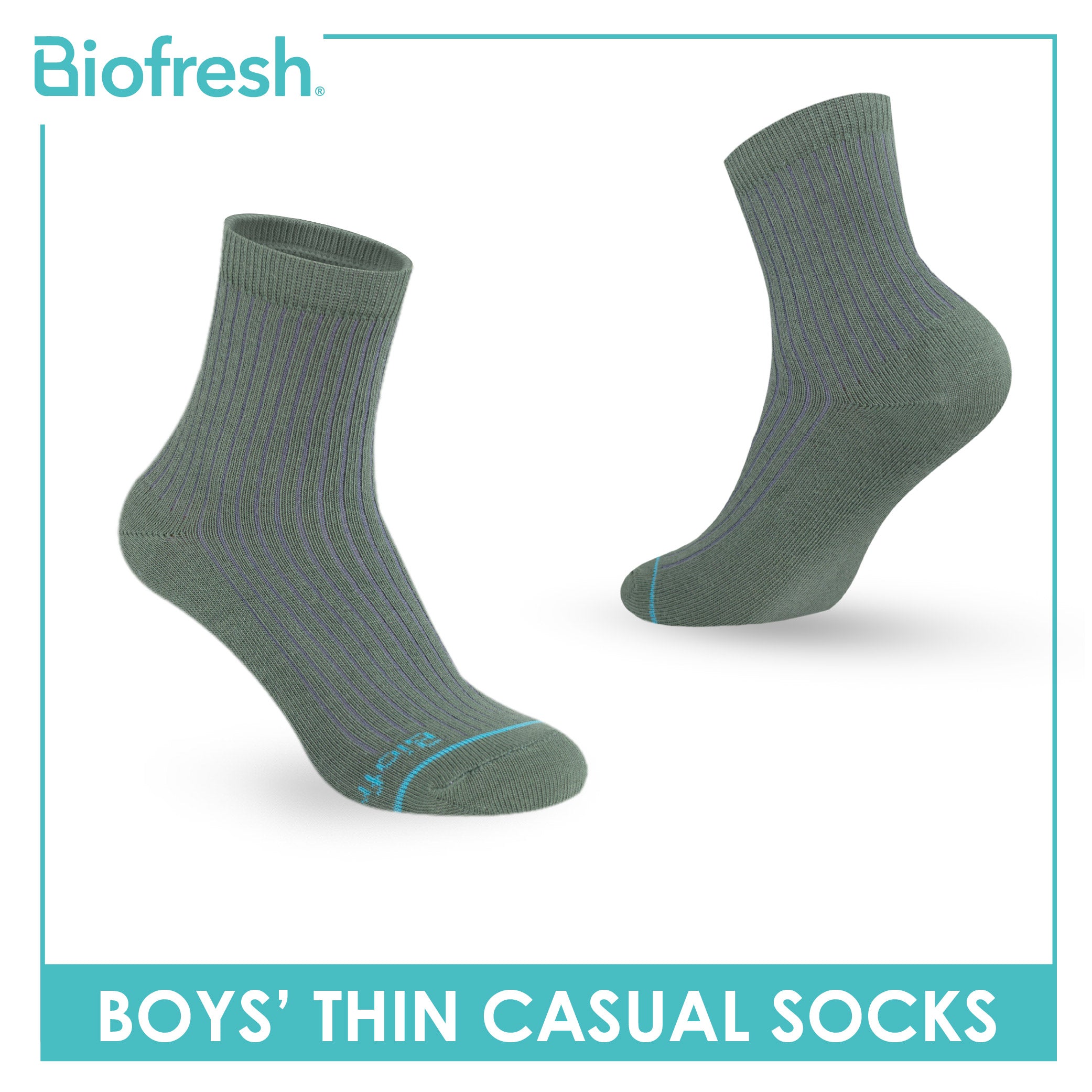 Biofresh Boys’ Antimicrobial Cotton Thin Casual Socks 1 pair in 1 pack RBC631