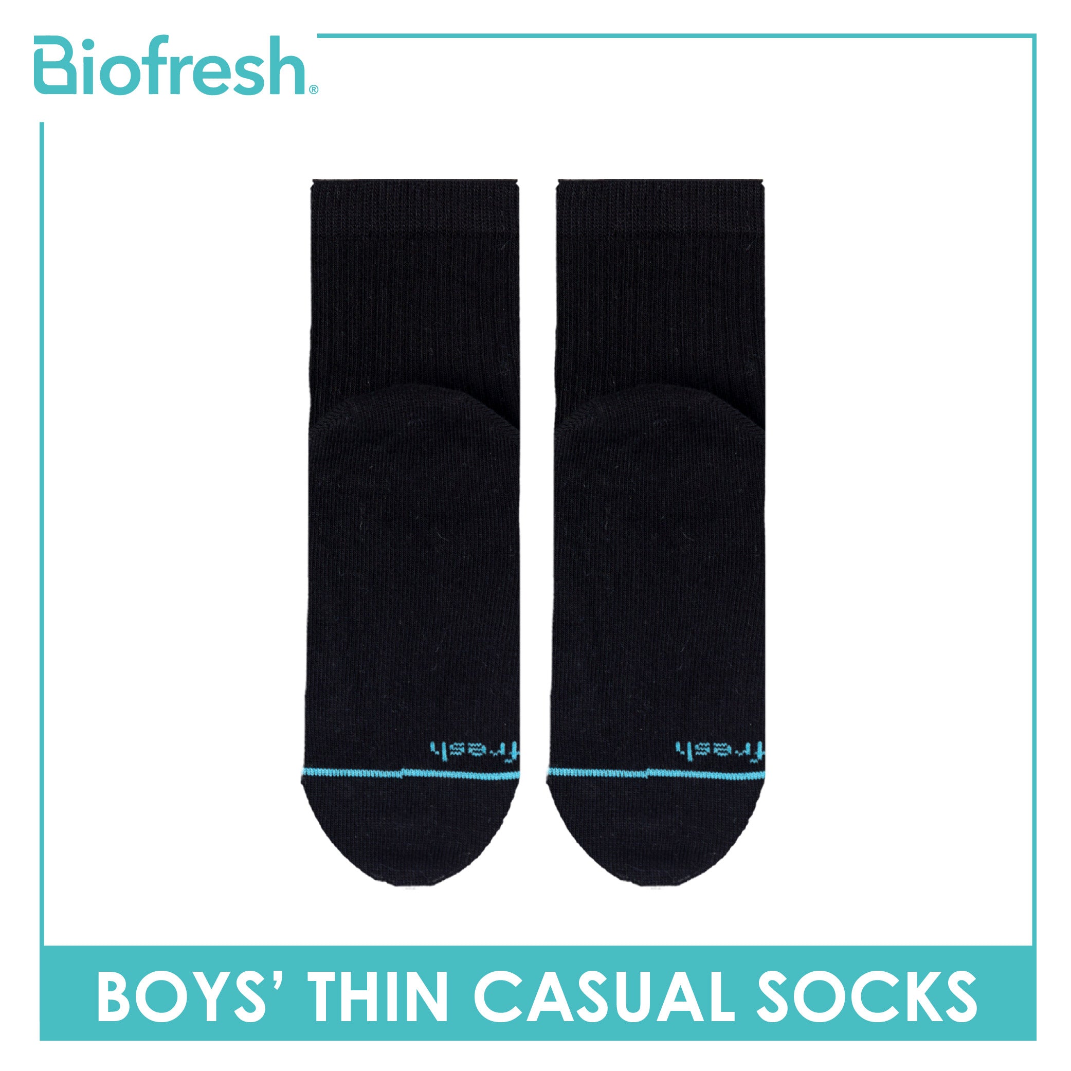 Biofresh Boys’ Antimicrobial Cotton Thin Casual Socks 1 pair in 1 pack RBC631