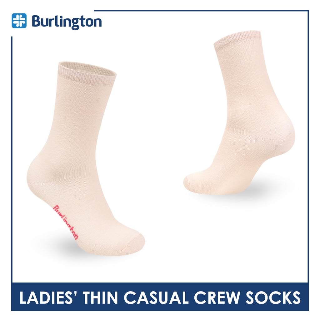 Burlington Ladies Cotton Stick & Style Thin Casual Crew Socks 1 pair BLCD631