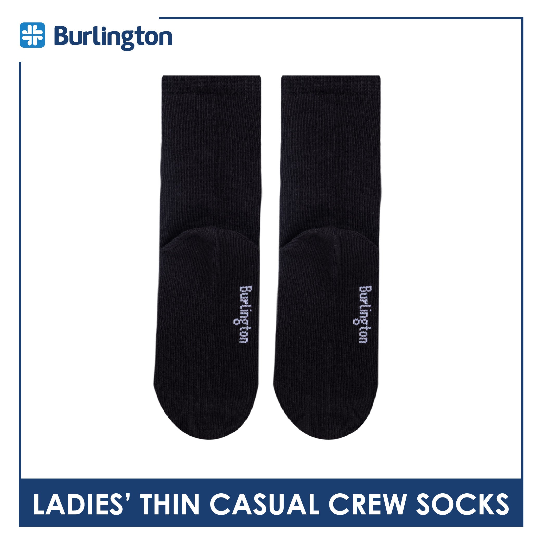 Burlington Ladies Cotton Stick & Style Thin Casual Crew Socks 1 pair BLCD631