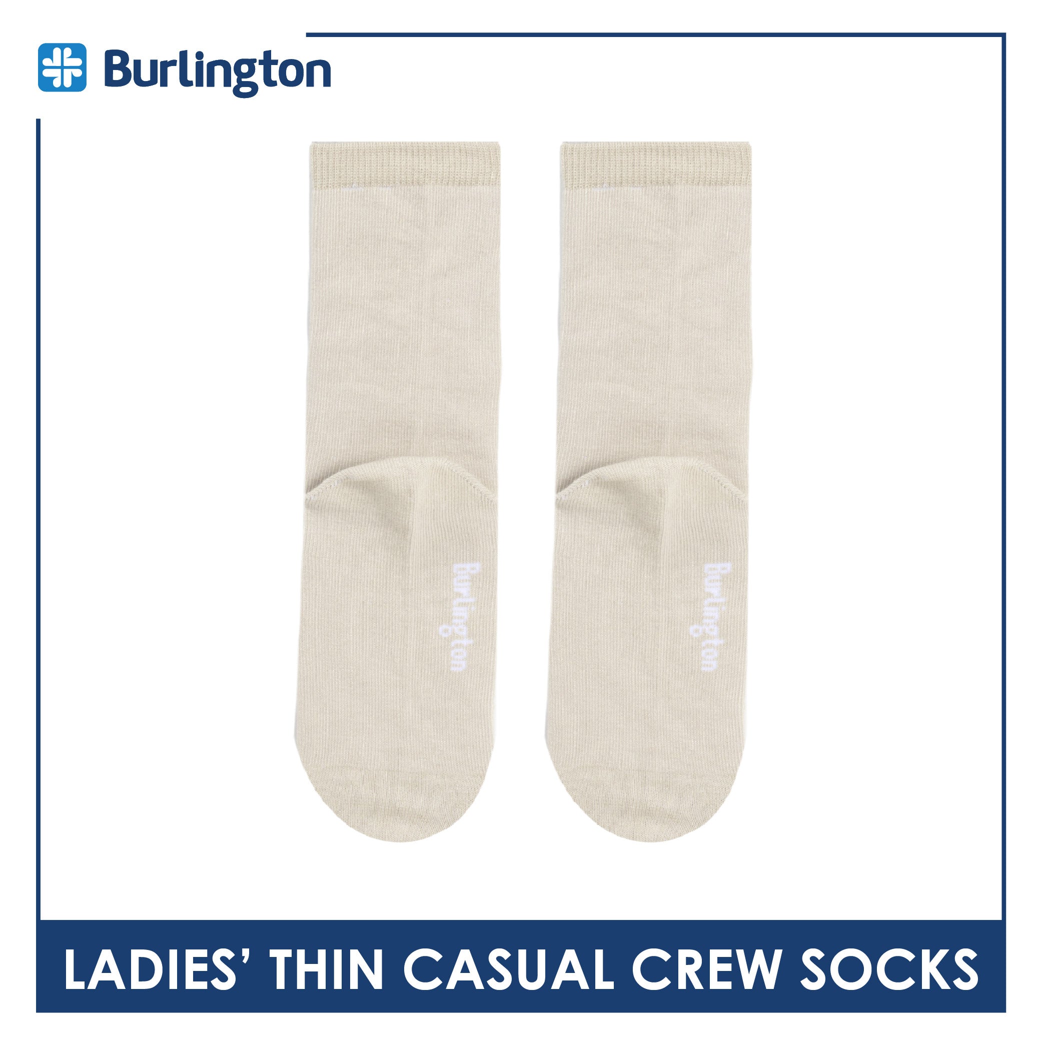 Burlington Ladies Cotton Stick & Style Thin Casual Crew Socks 1 pair BLCD631