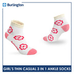 Burlington Girl's Cotton Thin Casual Ruffle Ankle Socks 3 pairs in 1 pack BGCG634