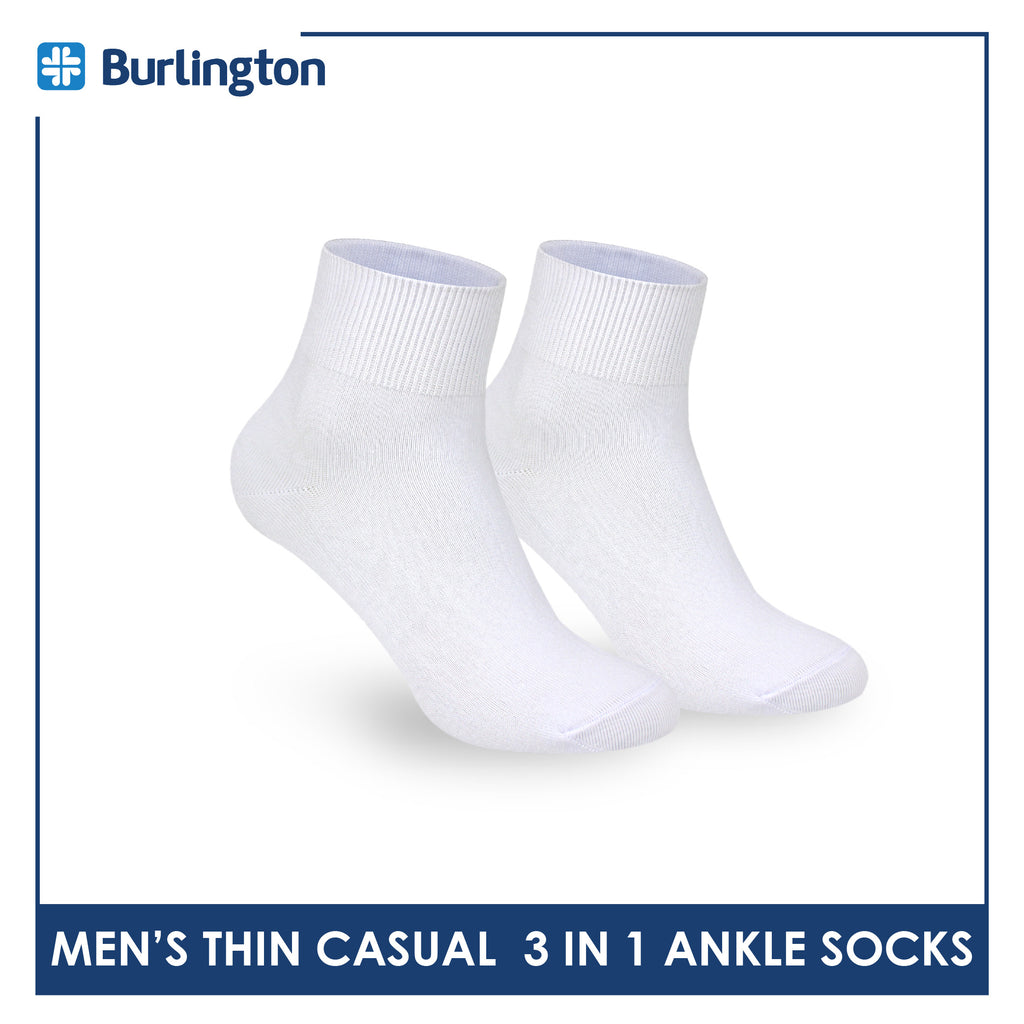 Burlington Men's Cotton Thin Casual Ankle Socks 3 pairs in a pack BMCKG28