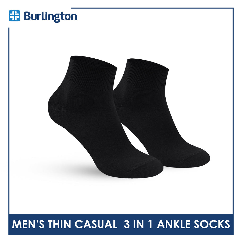 Burlington Men's Cotton Thin Casual Ankle Socks 3 pairs in a pack BMCKG28