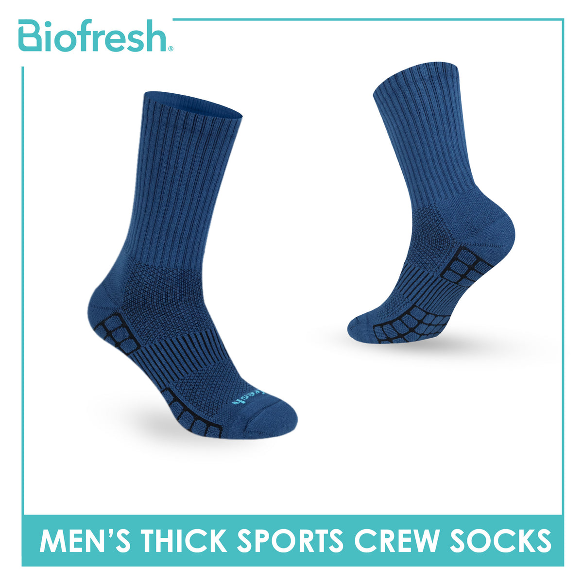 Biofresh Men's Antimicrobial Cotton Thick Sports Crew Socks 1 pair RMS631
