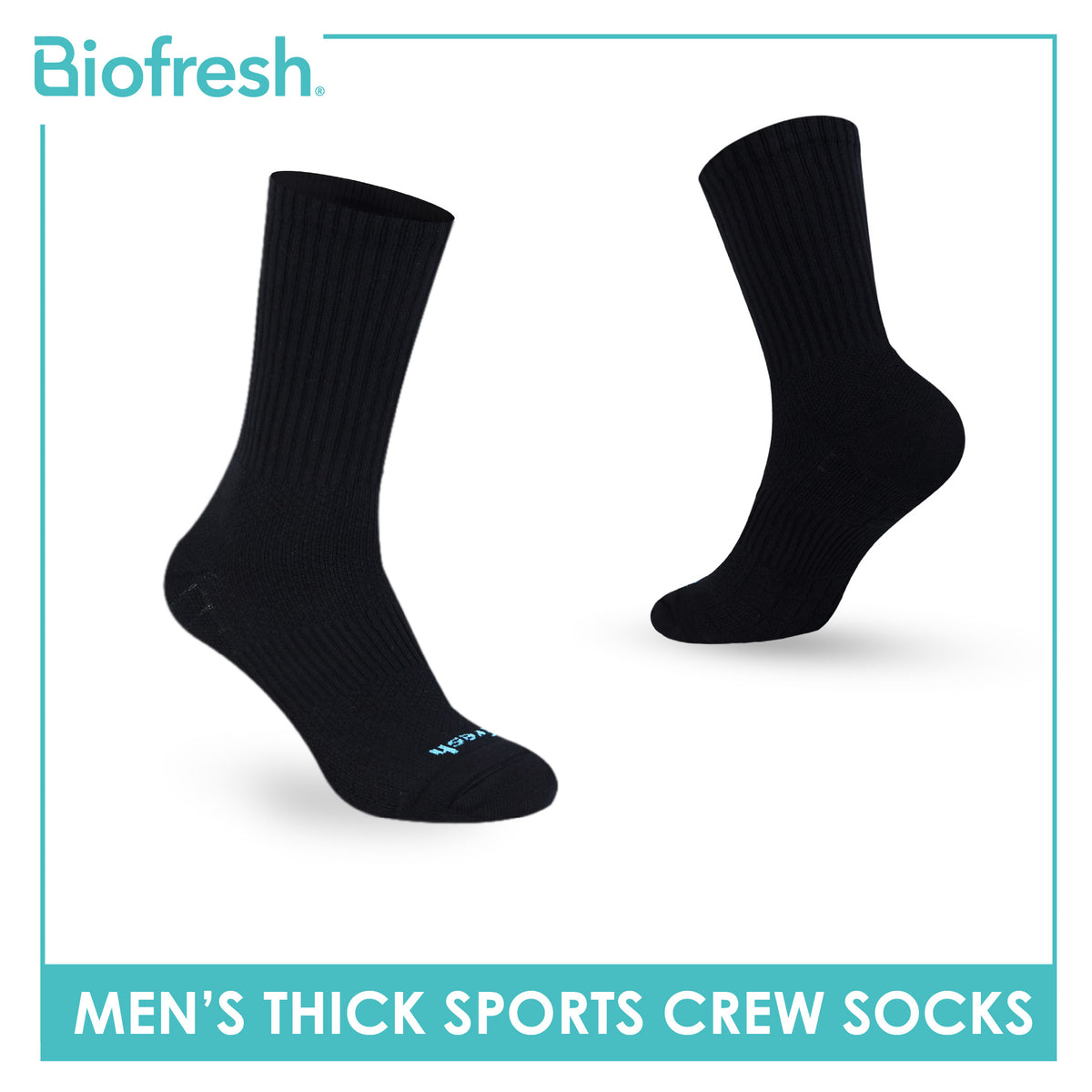 Biofresh Men's Antimicrobial Cotton Thick Sports Crew Socks 1 pair RMS631