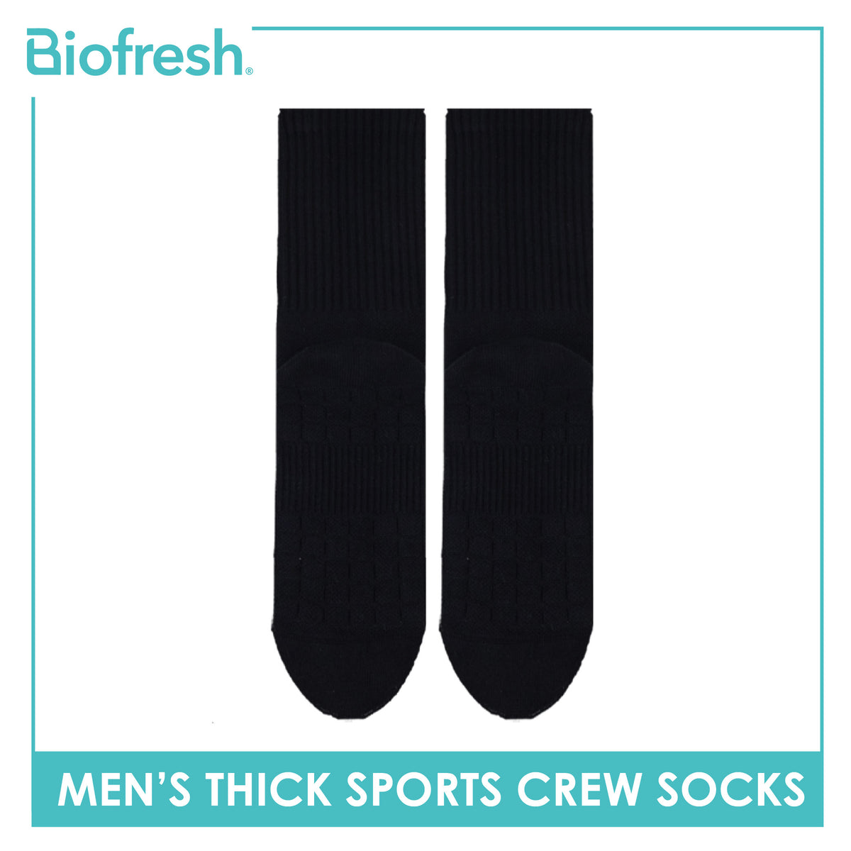 Biofresh Men's Antimicrobial Cotton Thick Sports Crew Socks 1 pair RMS631