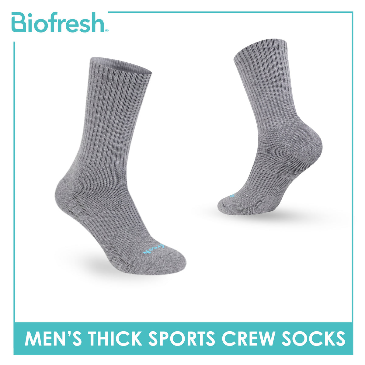 Biofresh Men's Antimicrobial Cotton Thick Sports Crew Socks 1 pair RMS631