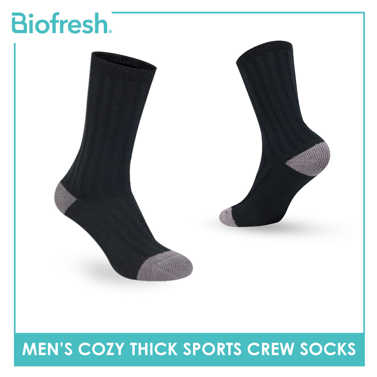 Biofresh Men’s Antimicrobial Cozy Warm Sleeping Thick Sports Crew Socks 1 pair RMSC631