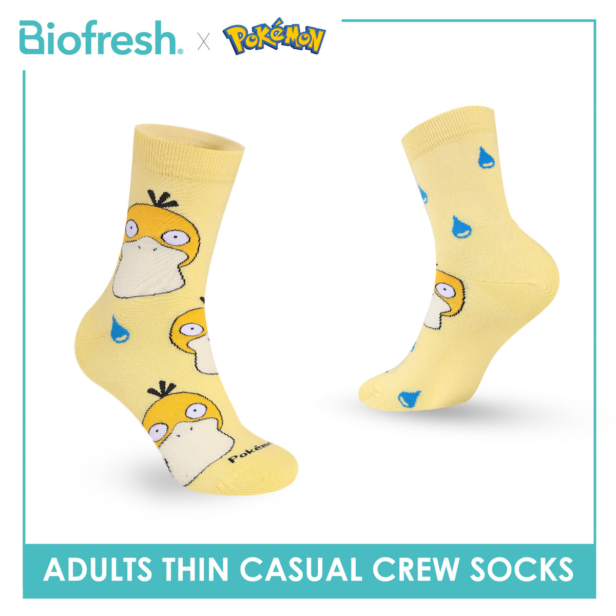 Biofresh | Pokemon Adults Antimicrobial Cotton Thin Casual Crew Socks 1 pair PKRMC631