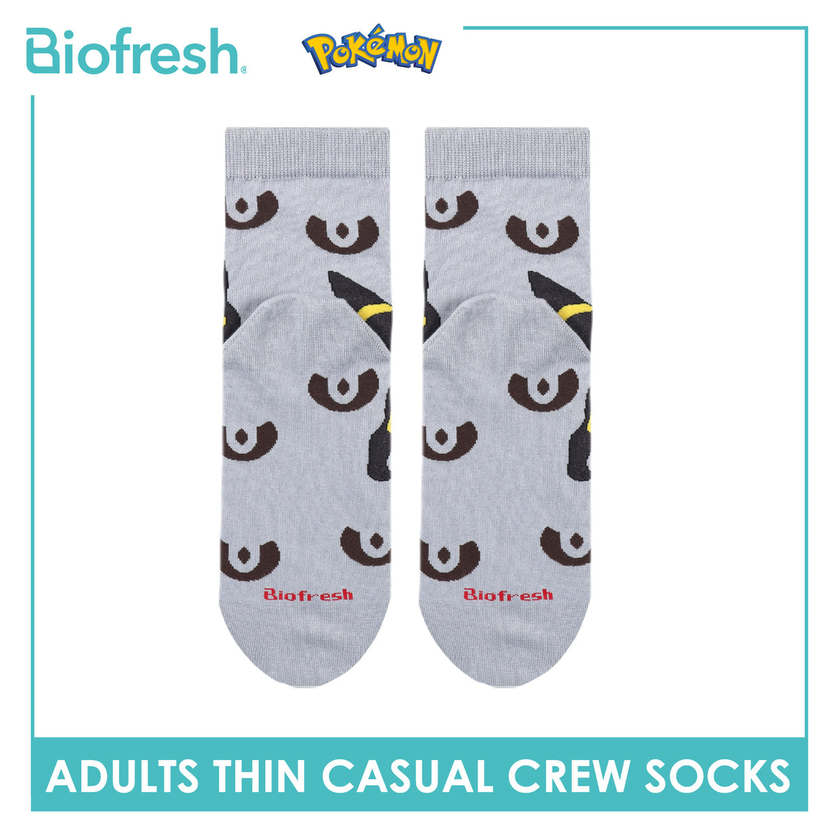 Biofresh | Pokemon Adults Antimicrobial Cotton Thin Casual Crew Socks 1 pair PKRMC631