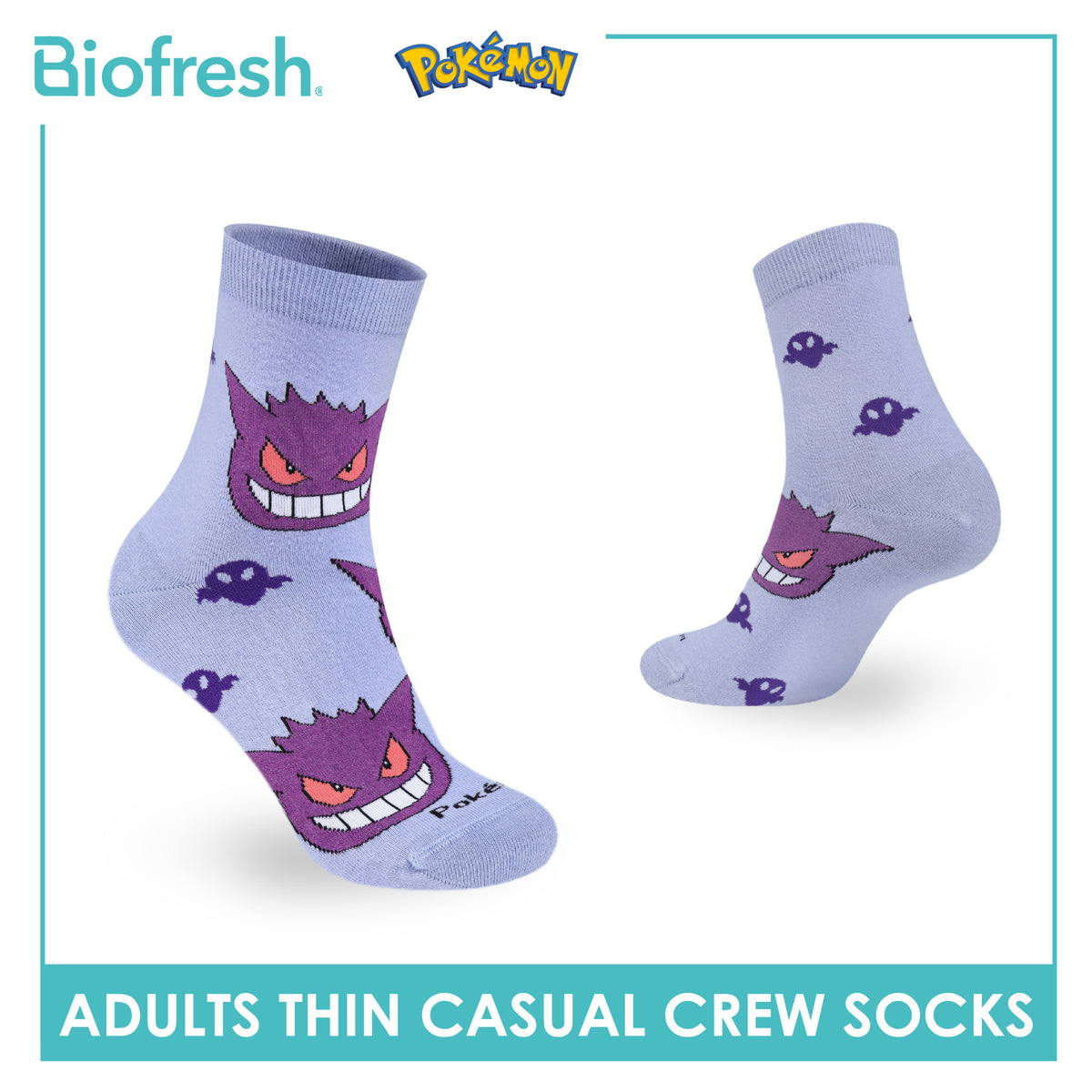 Biofresh | Pokemon Adults Antimicrobial Cotton Thin Casual Crew Socks 1 pair PKRMC631