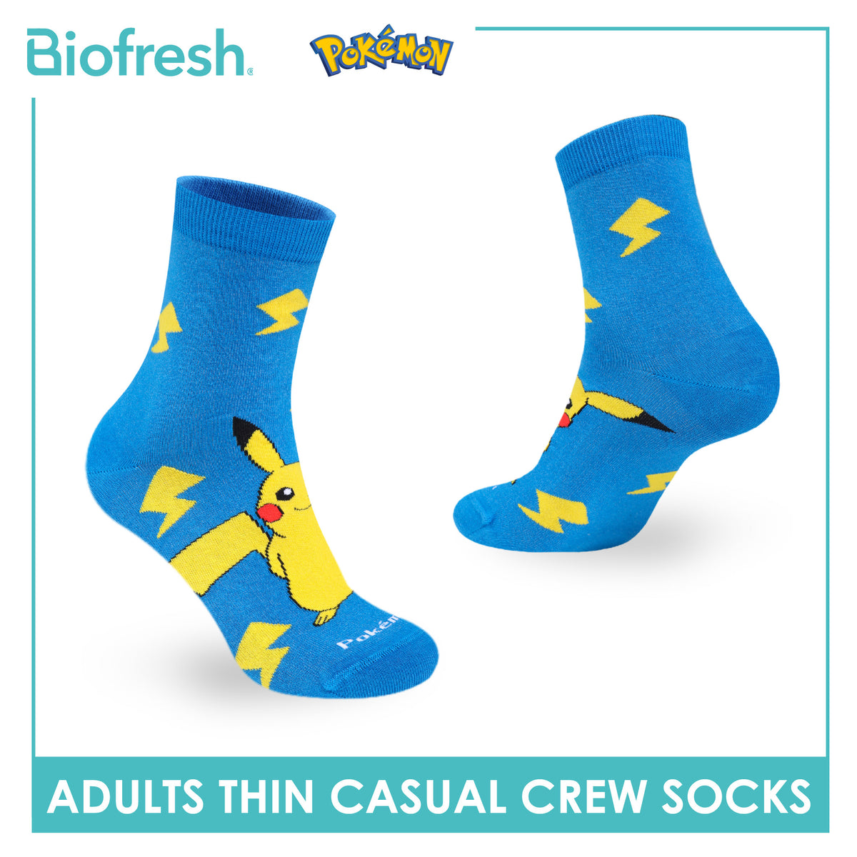 Biofresh | Pokemon Adults Antimicrobial Cotton Thin Casual Crew Socks 1 pair PKRMC631