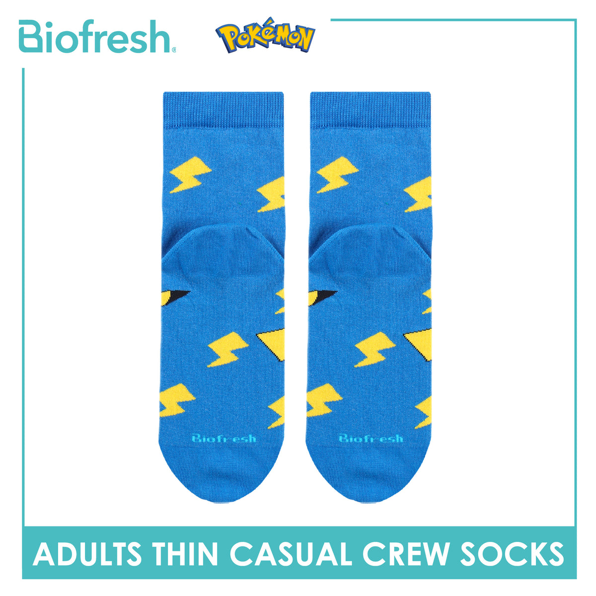Biofresh | Pokemon Adults Antimicrobial Cotton Thin Casual Crew Socks 1 pair PKRMC631
