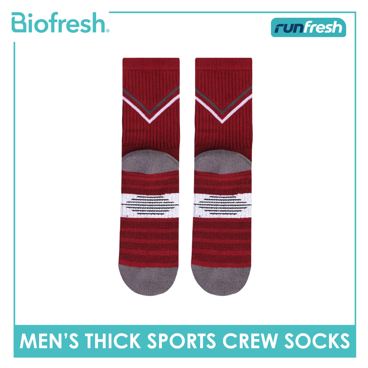 Biofresh Runfresh Men's Antimicrobial Cotton Thick Sports Crew Socks 1 pair RRMS611