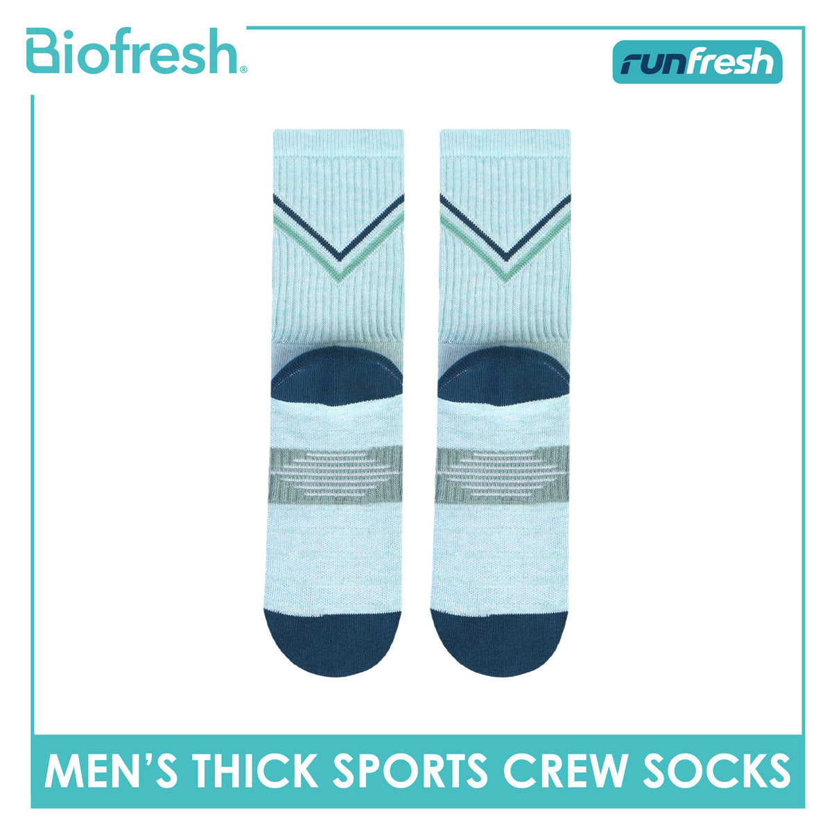 Biofresh Runfresh Men's Antimicrobial Cotton Thick Sports Crew Socks 1 pair RRMS611