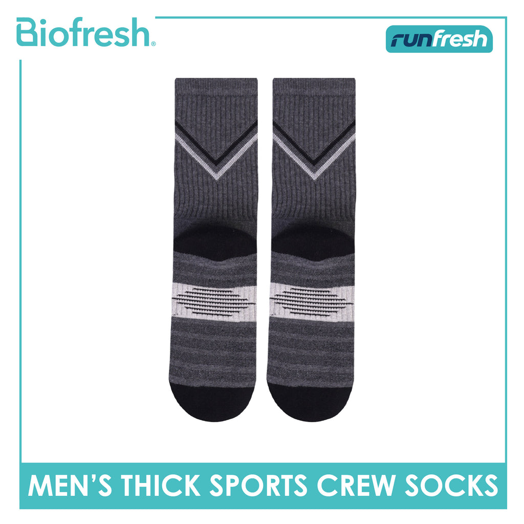 Biofresh Runfresh Men's Antimicrobial Cotton Thick Sports Crew Socks 1 pair RRMS611