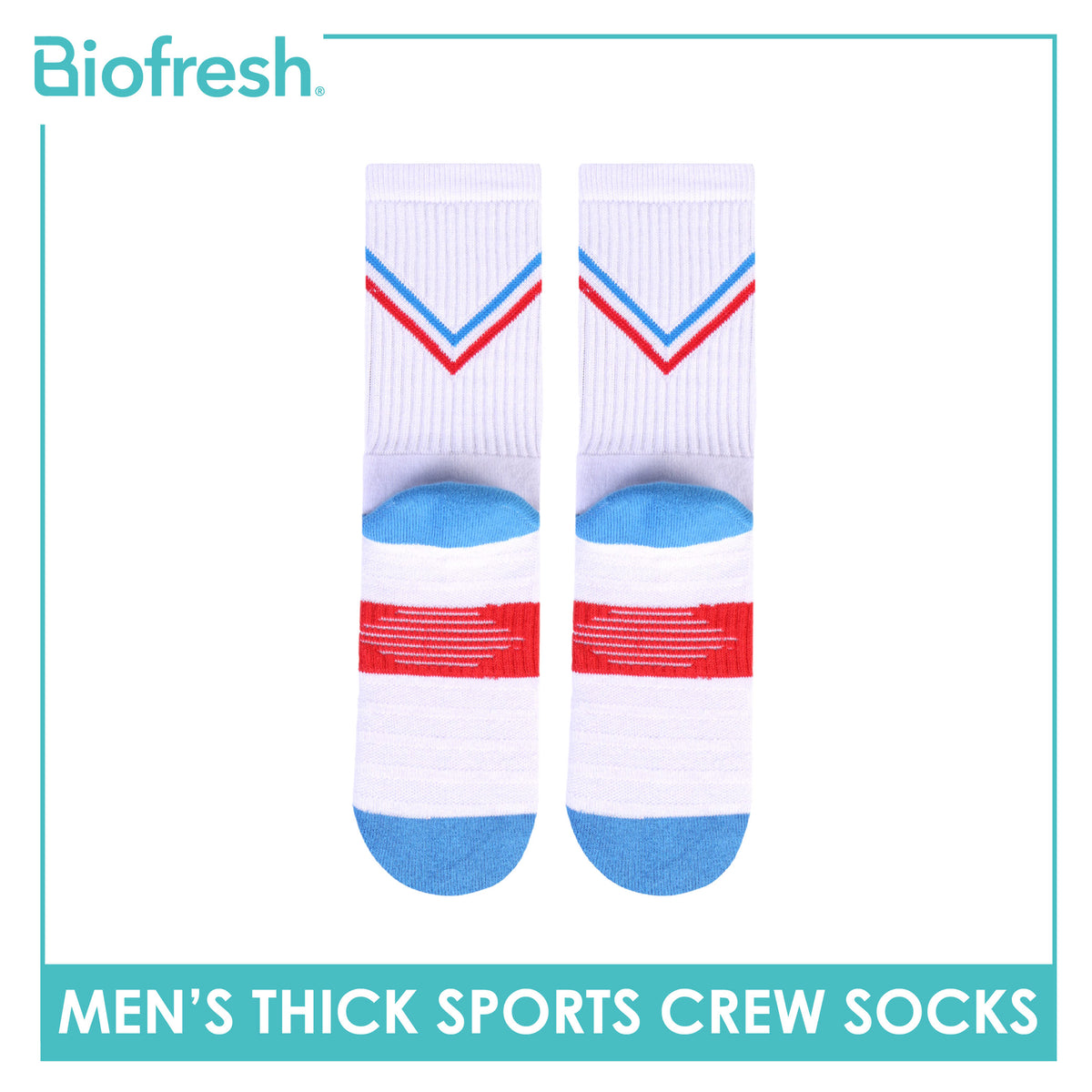 Biofresh Runfresh Men's Antimicrobial Cotton Thick Sports Crew Socks 1 pair RRMS611