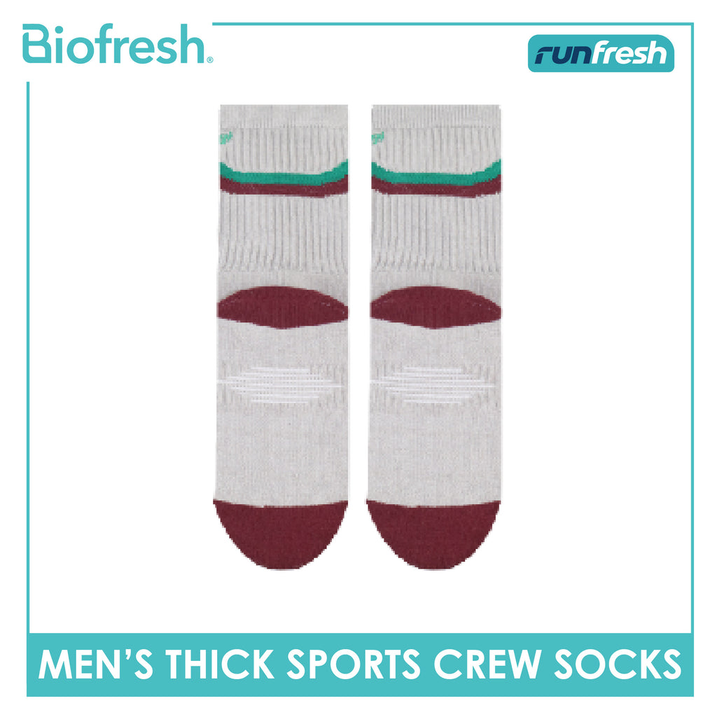 Biofresh Runfresh Men's Antimicrobial Cotton Embroidered Thick Sports Crew Socks 1 pair RRMSE632