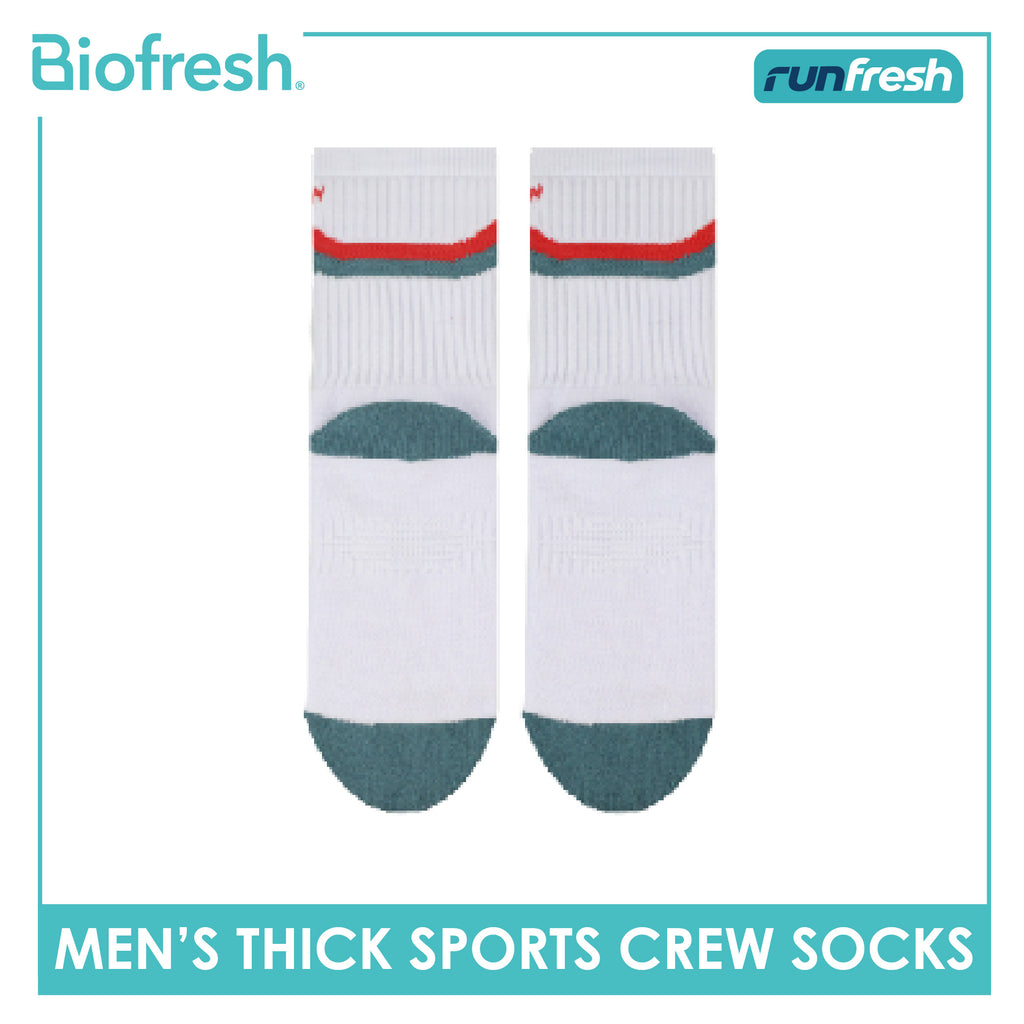 Biofresh Runfresh Men's Antimicrobial Cotton Embroidered Thick Sports Crew Socks 1 pair RRMSE632