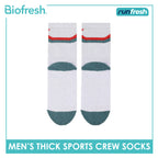 Biofresh Runfresh Men's Antimicrobial Cotton Embroidered Thick Sports Crew Socks 1 pair RRMSE632