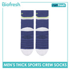 Biofresh Runfresh Men's Antimicrobial Cotton Embroidered Thick Sports Crew Socks 1 pair RRMSE632