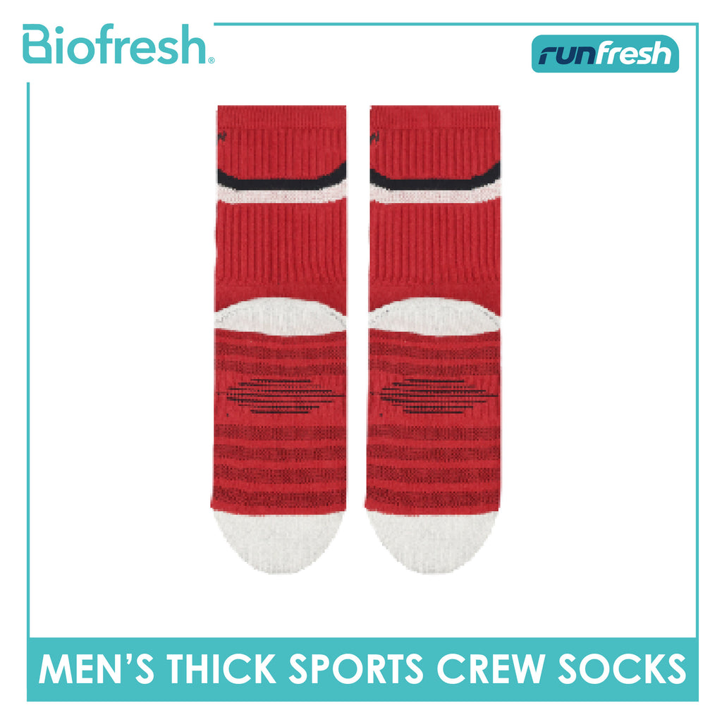 Biofresh Runfresh Men's Antimicrobial Cotton Embroidered Thick Sports Crew Socks 1 pair RRMSE632