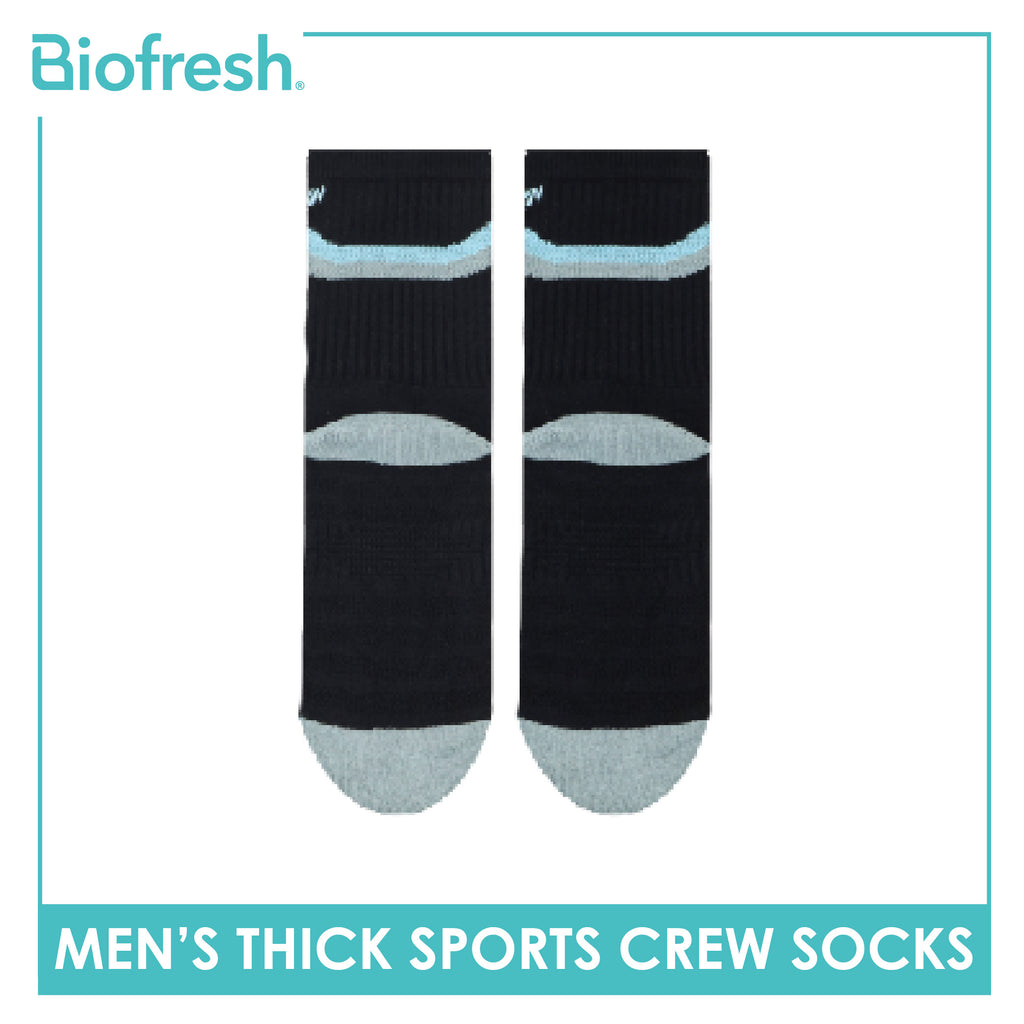 Biofresh Runfresh Men's Antimicrobial Cotton Embroidered Thick Sports Crew Socks 1 pair RRMSE632