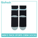 Biofresh Runfresh Men's Antimicrobial Cotton Embroidered Thick Sports Crew Socks 1 pair RRMSE632