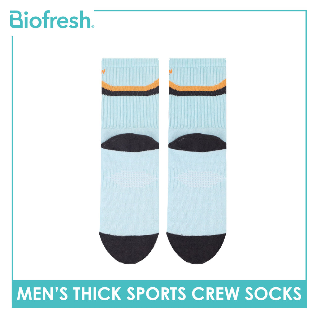 Biofresh Runfresh Men's Antimicrobial Cotton Embroidered Thick Sports Crew Socks 1 pair RRMSE632