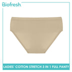 Biofresh Ladies' Antimicrobial Cotton Stretch Full Panty 3 pieces in a pack ULPRG621