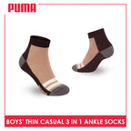 Puma Boys’ Cotton Thin Casual Ankle Socks 3 pairs in 1 pack PBCG612